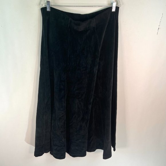 Vintage TiBuron Womens Black Velvet Cotton Poly Blend Pleated Skirt Size XL - Picture 6 of 10